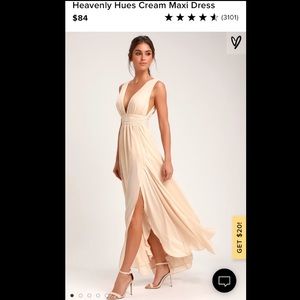 Lulu's Heavenly Hues Cream Maxi Dress size M